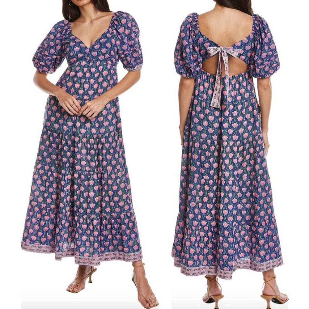 NWT Saylor Annaleise Floral Puff Sleeve Cotton Maxi Dress